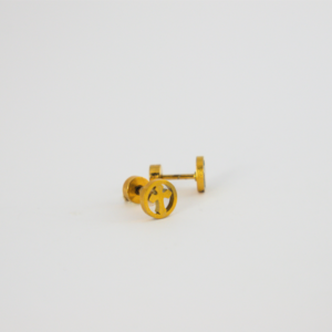 Gold Stainless Steel Cross Circle Earrings