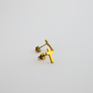 Gold Stainless Steel Cross Earrings