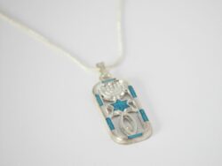 Framed Menorah, Star of David and Ichthus Necklace