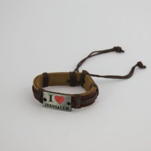 I Love Jerusalem Leather Bracelet
