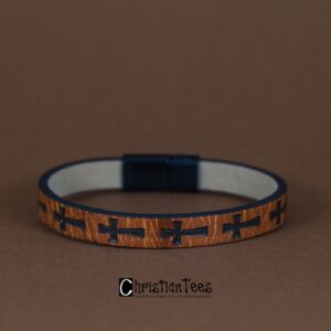Light Brown Cross Leather Bracelet