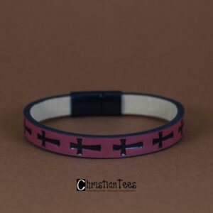 Red Cross Leather Bracelet