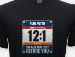 Run with Endurance – Hebrews 12:1 Race Bib Tee