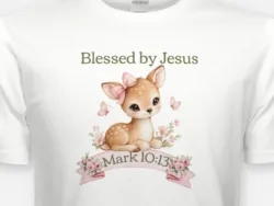 Blessed by Jesus – Mark 10:13 Kids Fawn Tee