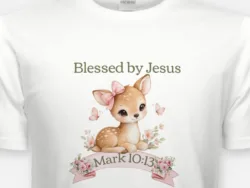 Blessed by Jesus – Mark 10:13 Kids Fawn Tee